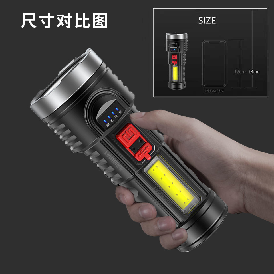 Flashlight, strong light, rechargeable, ultra-bright, long-range, home and outdoor, small multi-functional portable mini with side light led Application Scenario