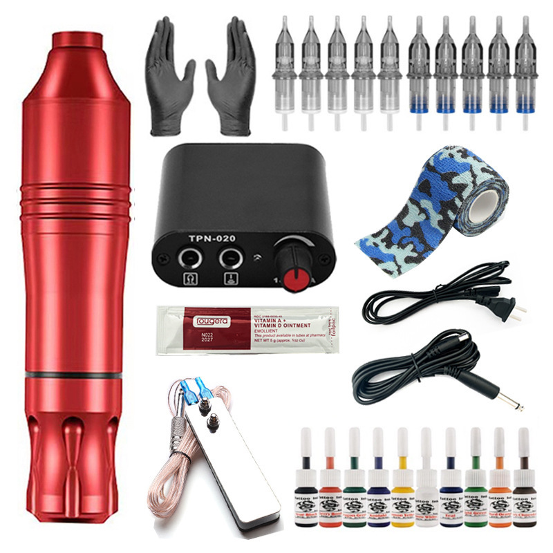 shanilak tattoo machine set, complete mini power tattoo equipment, cross-border wholesale tattoo pen set, including colorant motor pen details Picture