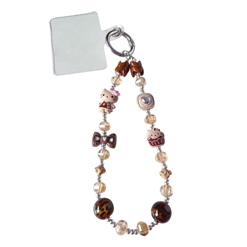 创意diy美拉德串珠手机链条挂件女手工KT汽车包包钥匙扣挂饰配件白底实物图
