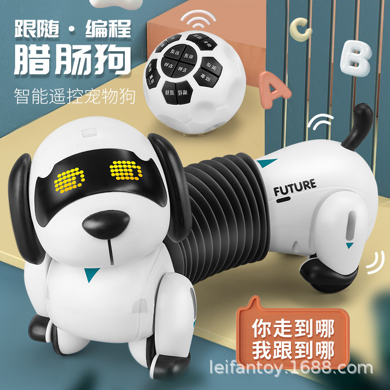 Leneng K22 remote-controlled intelligent programming Dachshund robot dog, extendable music and dancing children's early education toy
