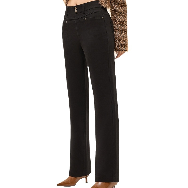 Denim straight-leg supermodel pants manufacturer high-waisted denim stretch slimming floor-length pants that do not fade washable denim women's pants Item Picture