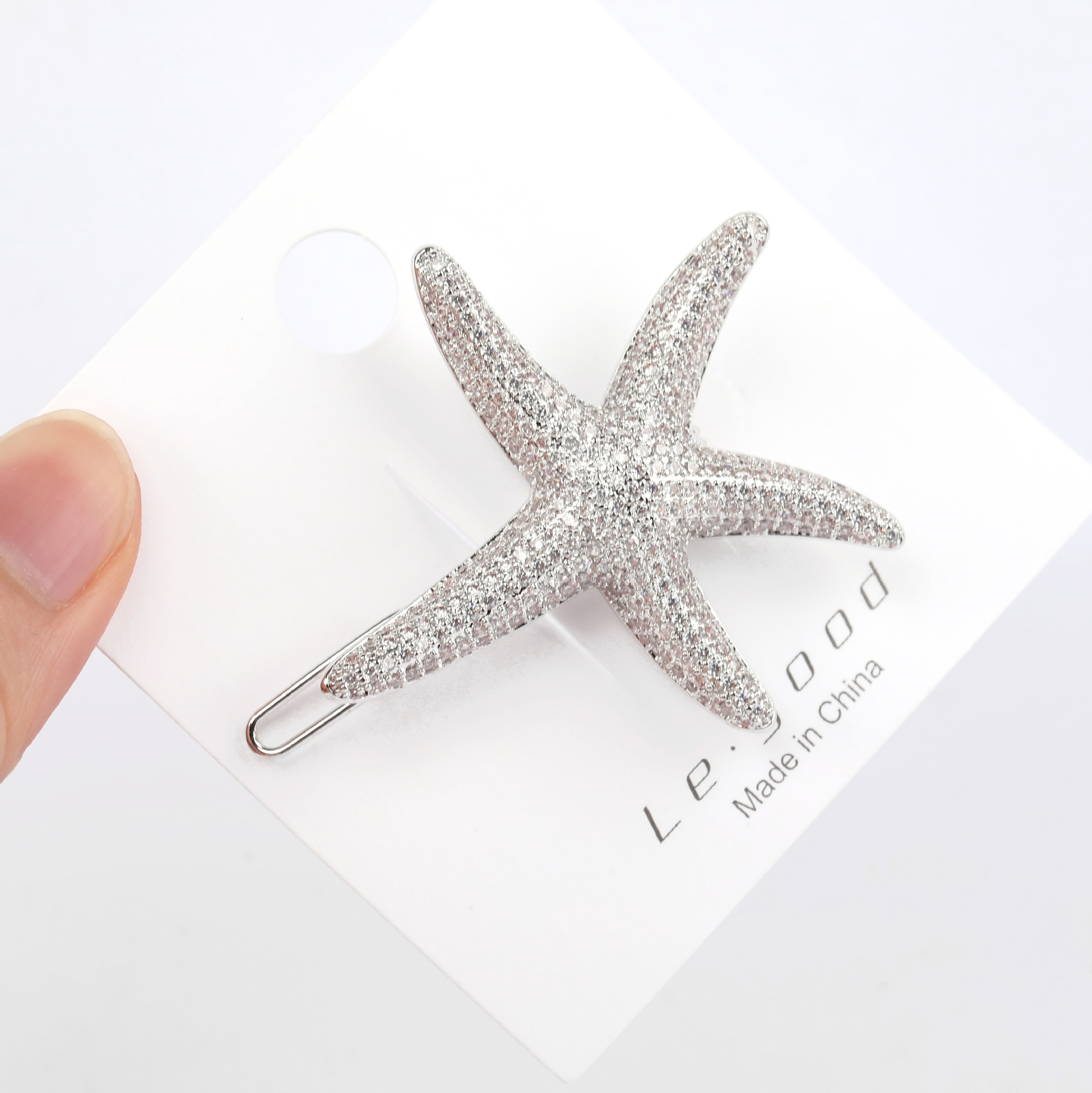 Legood铜海星镶锆石青蛙夹边夹扣精致优雅百搭配饰星星2025新款