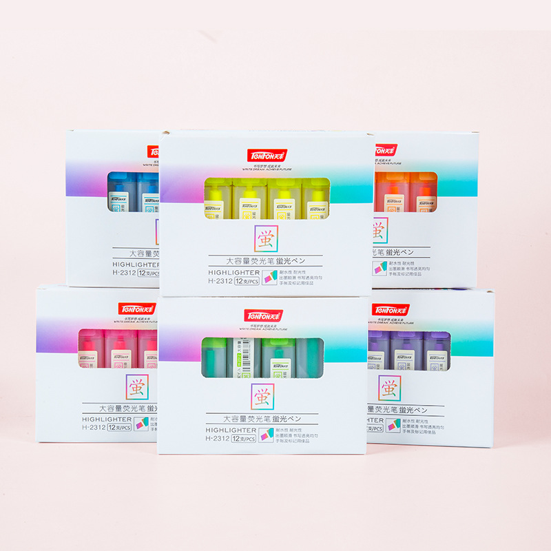 Small wholesale of Tianfeng highlighters, flat six-color tip highlighters 2312 planner pens Specification image