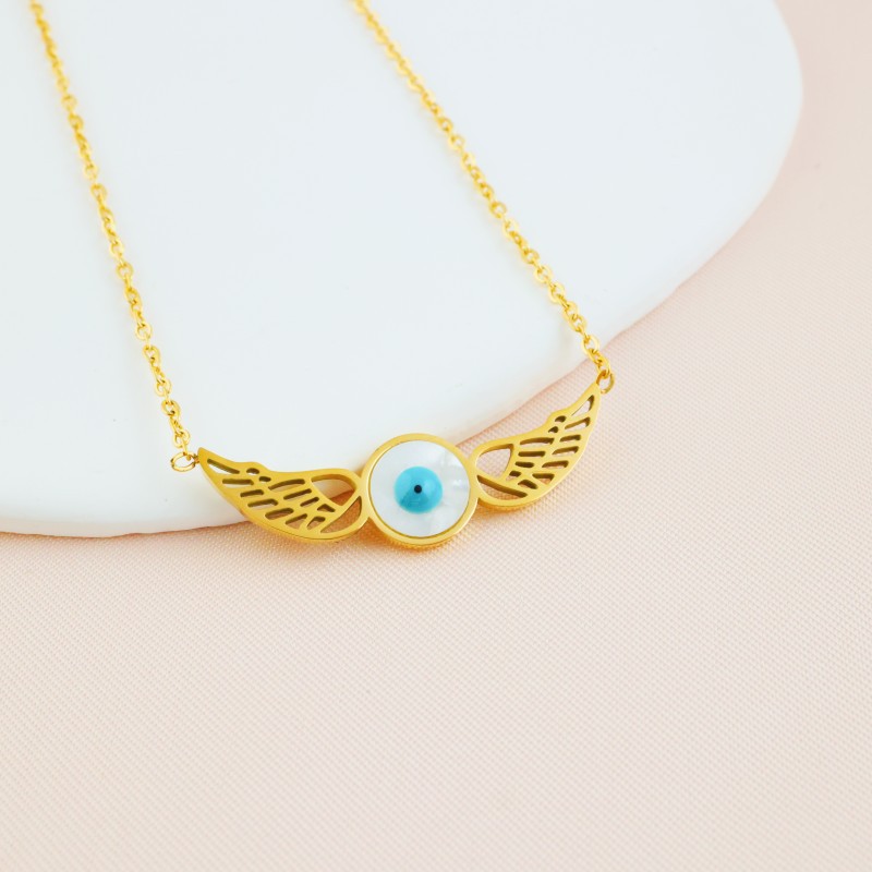 New personalized and trendy titanium steel blue-eye necklace for women, a cross-border live-streaming bestseller jewelry wholesale details Picture