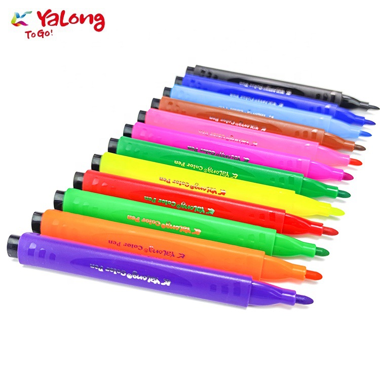 Yalong Cross-border Bestseller 12-color fruit-scented marker pens, durable pens, triangular handle artistic watercolor pens, marker pens details Picture