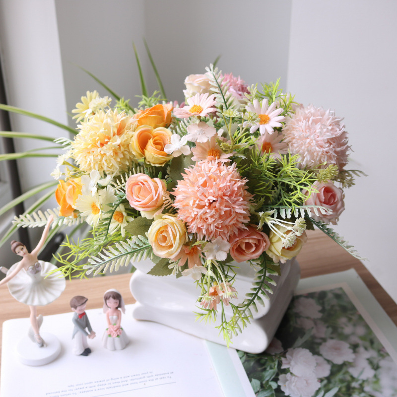 仿真花DIY发饰配件/假花/5朵塑膠花/仿真花/假花批发产品图