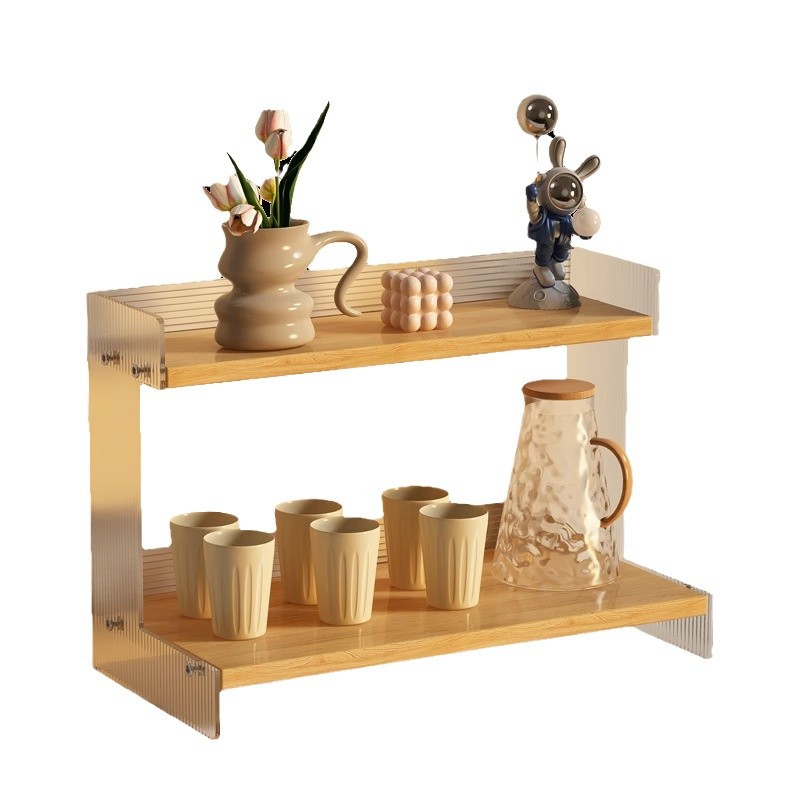 Cup storage rack, tabletop for water cups and tea cups, dining table tray, light luxury home double-layer cosmetics rack Item Picture