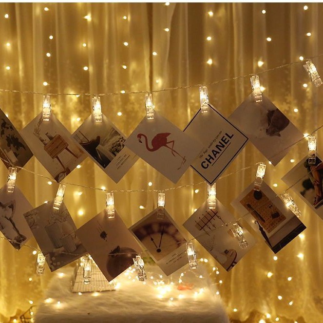 Battery box clips, light strings, photo wall decorative lights, birthday party decorations, battery box light strings, five-pointed star LED lights details Picture