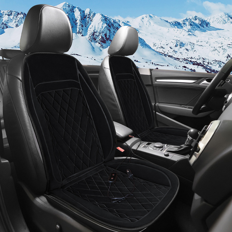 X021法兰绒冬季保暖12V-24V通用汽车加热坐垫短毛绒自动变压                           细节图