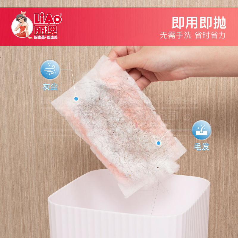 LIAO Disposable dust duster, multi-functional dust sweeping duster, foldable long-handled brush head, electrostatic old-fashioned cleaning brush details Picture