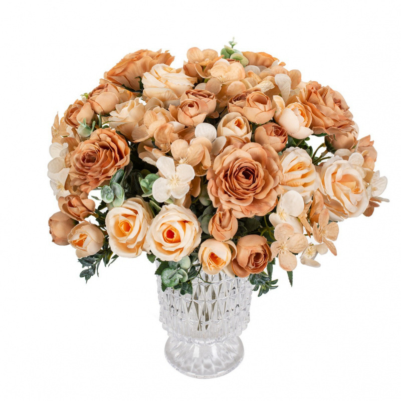 仿真花DIY发饰配件/假花/5朵塑膠花/仿真花/假花批发白底实物图