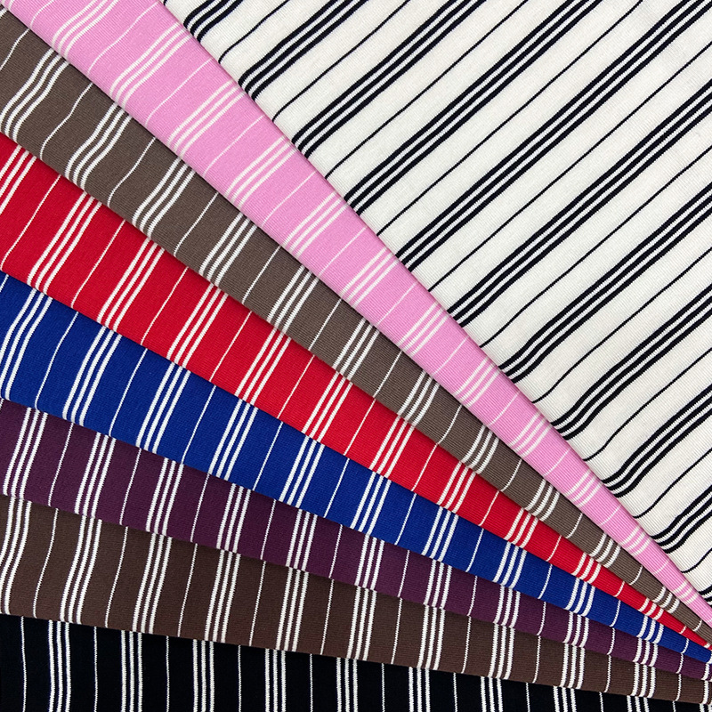 Tencel 1*1 cotton ribbed 220g Tencel cotton striped ribbed fabric, fashionable striped T-shirt base layer fabric Specification image