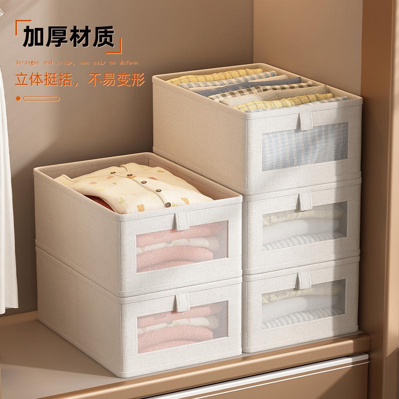 Estilo japonés plegable caja de almacenamiento de algodón y lino caja de almacenamiento de juguetes de tela hogar dormitorio armario caja de almacenamiento caja de almacenamiento organizada