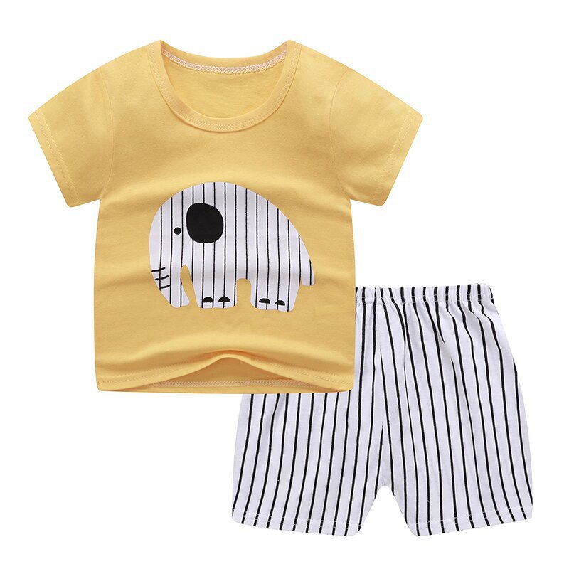 Wholesale of T-shirts for children aged 0-5, summer infants and toddlers, boys and girls, baby cotton short-sleeved shirts and shorts, baby half-sleeved shirts details Picture