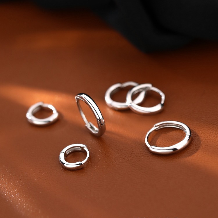 925 sterling silver needle ear loops, circle ear buckles, 2021 new trendy ear studs, sleeping earrings and earrings without removal details Picture
