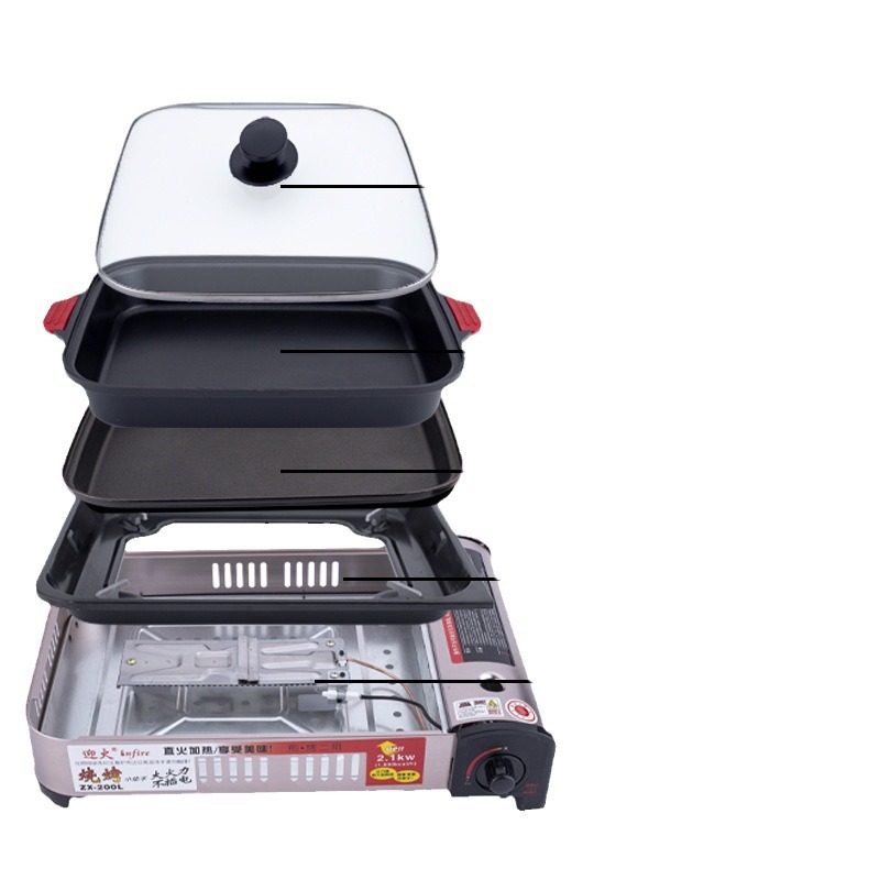 煎炒两用炉烤鱼炉纸包鱼卡式炉瓦斯烧烤烤肉商用便携炉现货批发白底实物图