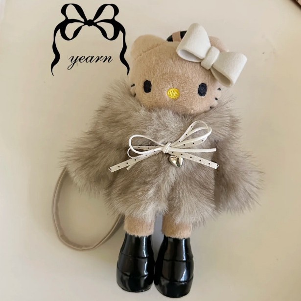 New autumn and winter leather long-legged Kitty cat bag pendant, cartoon cute and versatile keychain kt pendant, Little Red Book details Picture