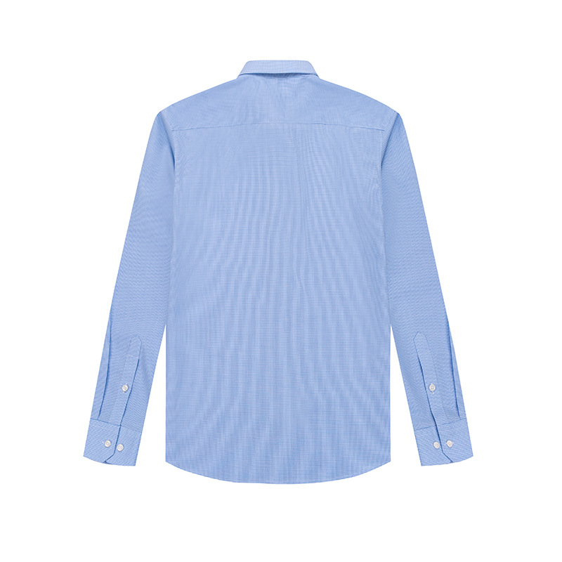 男衬衫2025新款免熨烫商务正装职业装男长袖全棉格子蓝免烫商务产品图