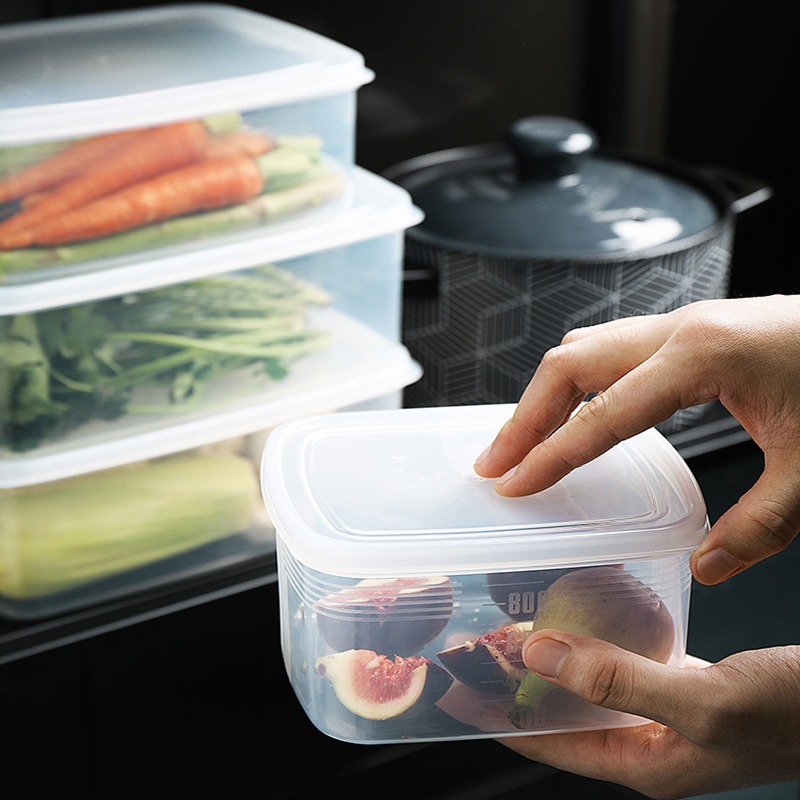 Food-grade household food storage box with lid, kitchen microwaveable box, sealed quick-frozen meat, plastic vegetables, frozen meat sealed box details Picture