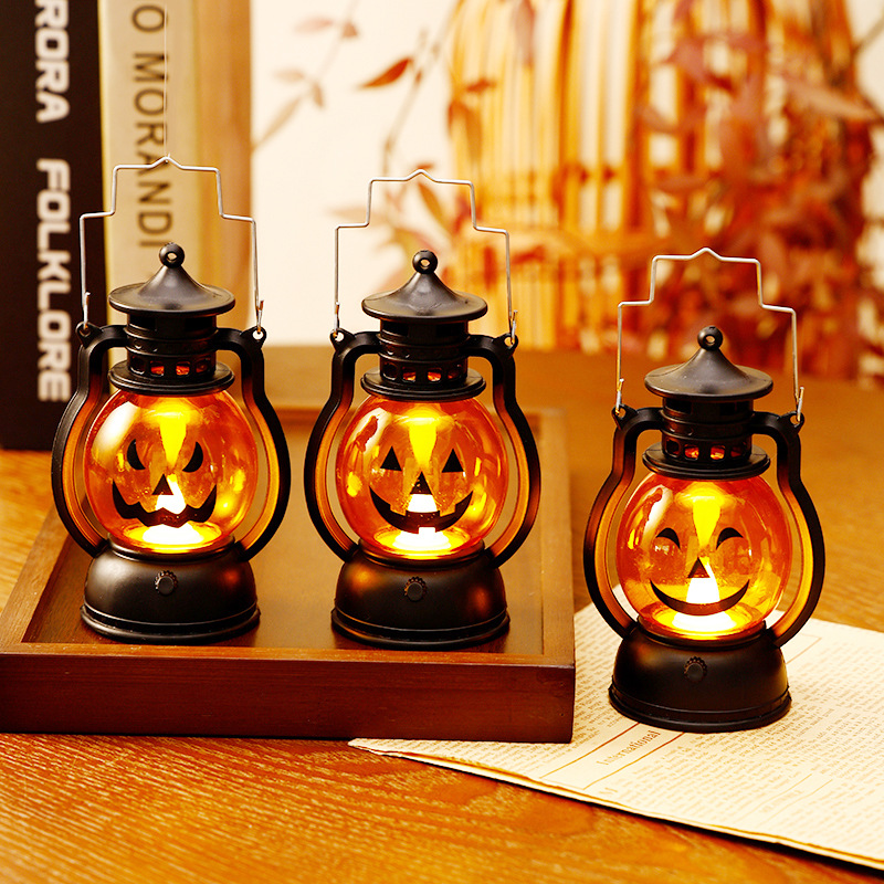 Halloween retro oil lanterns, hand-held pumpkin lanterns, ghost lanterns, funny glowing night lights, cake decorations Specification image