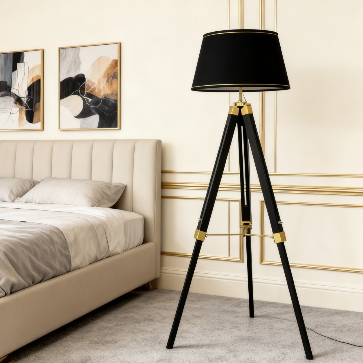 Nordic minimalist sofa coffee table, bedroom adjustable telescopic tripod, solid wood floor lamp, modern light luxury lighting fixtures full figure