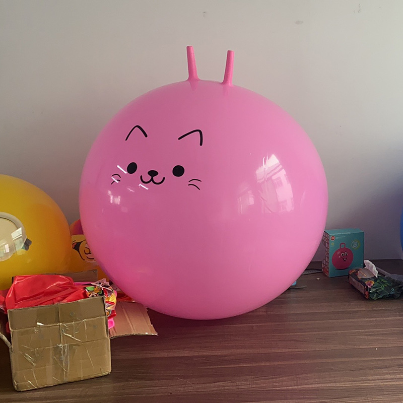 75cm 表情贴标羊角球 儿童玩具拍拍球 幼儿园平衡弹跳球亲子产品图