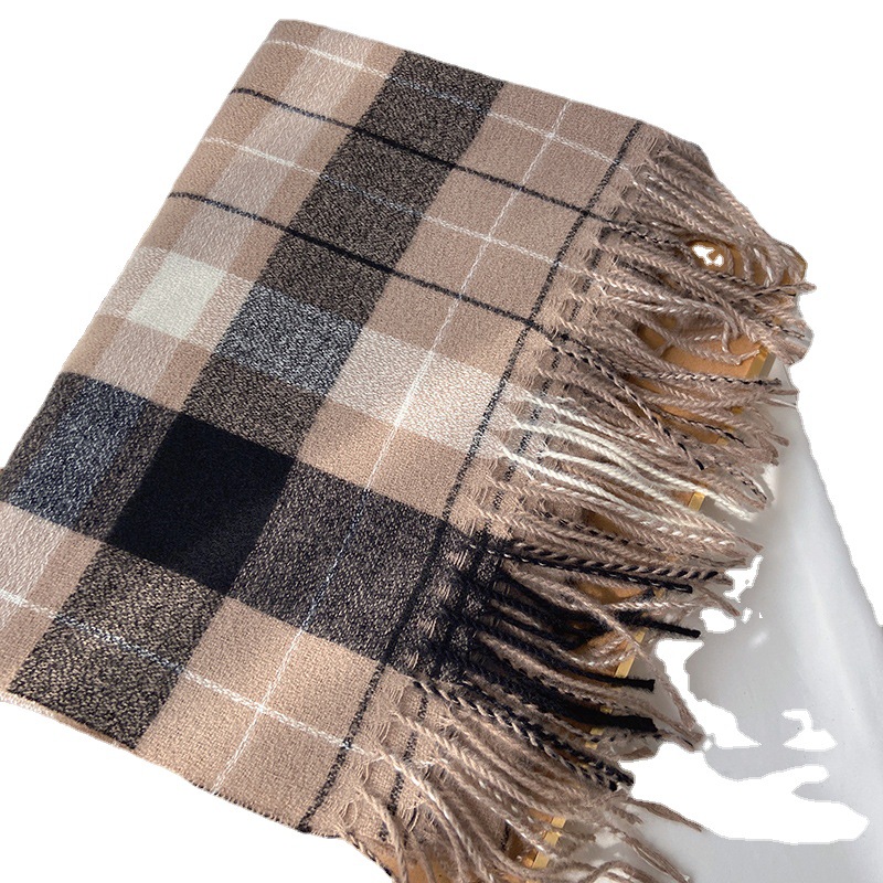 A new British classic faux cashmere dual-purpose scarf for women's autumn and winter, available for wholesale at street stalls in 2023 Item Picture