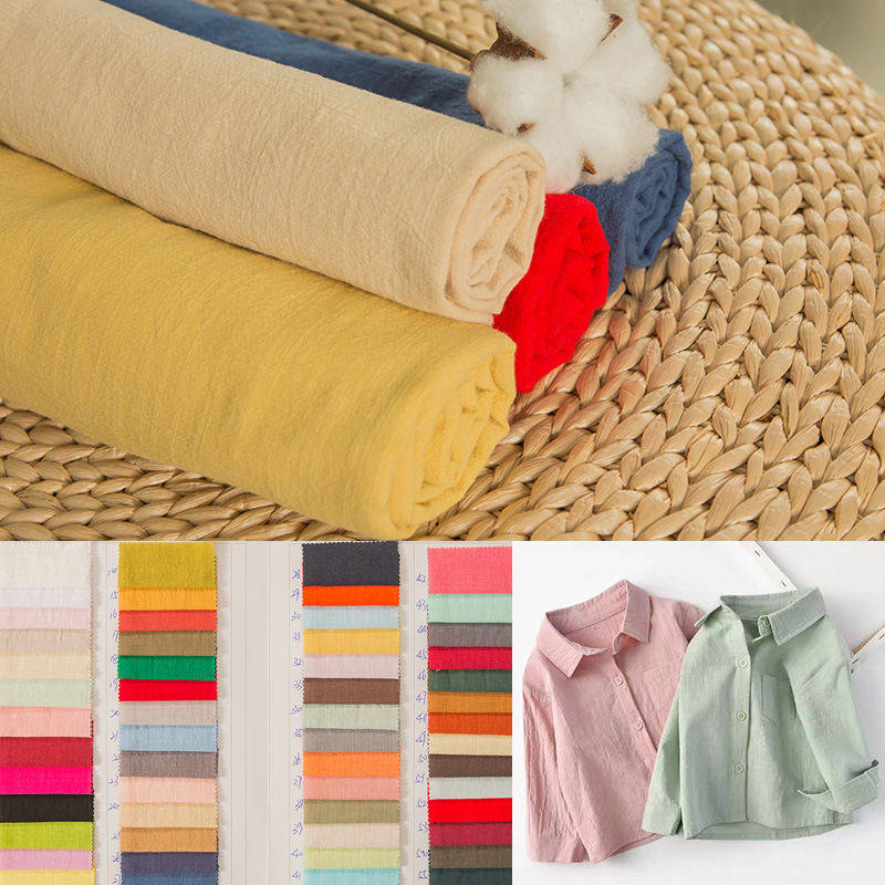 纯棉20*60水洗棉竹节棉绉布砂洗儿童马甲衬衫休闲面料现货供