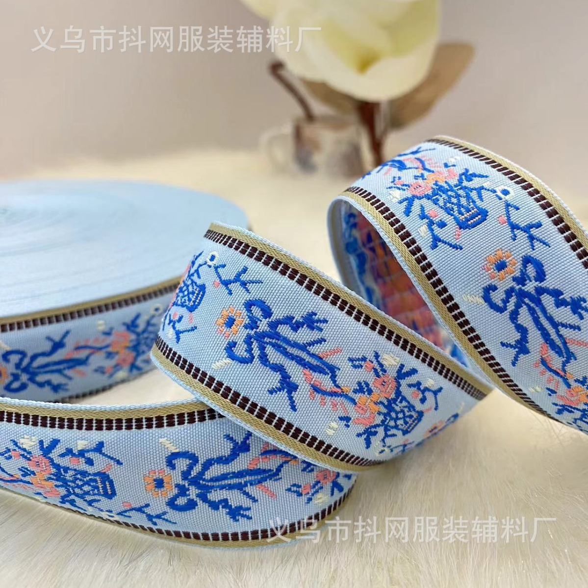 3cm Hanfu accessories, Tang suits, retro classic ethnic style, jacquard webbing, bow webbing, ethnic clothing accessories Specification image