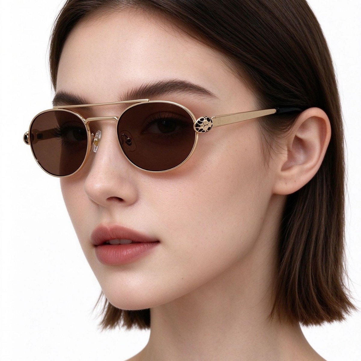 New light luxury style oval sunglasses, double-beam metal-decorated temple, unisex sunglasses and UV-resistant glasses