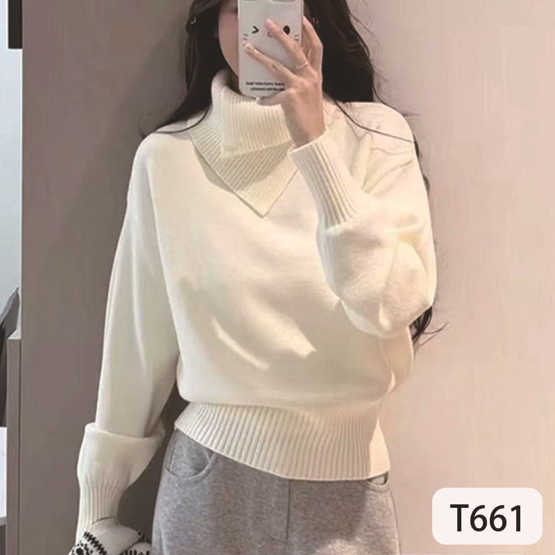 毛衣/打底衫高领/打底针织毛衣/毛衣女宽松韩版/羊绒衫产品图