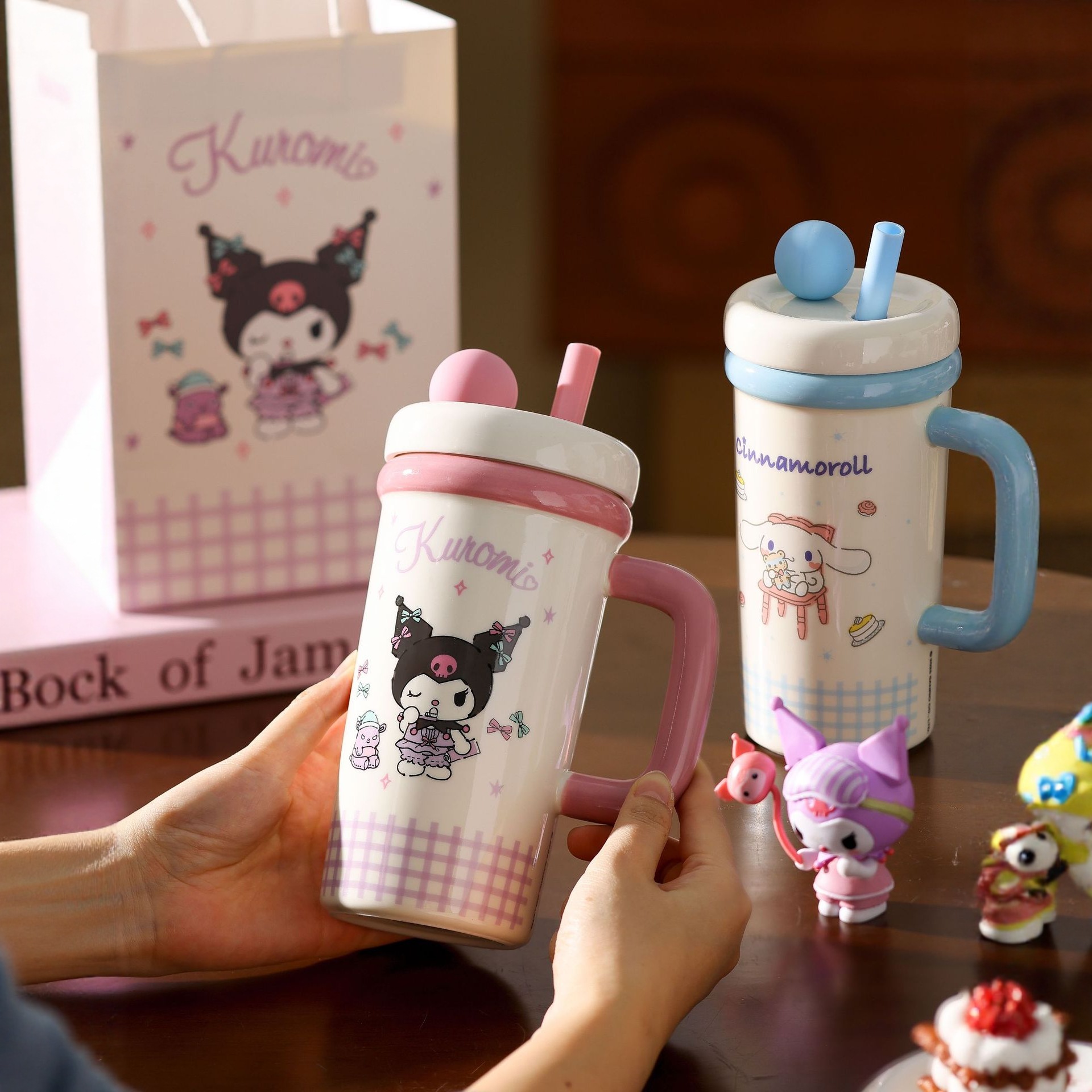Sanrio Coolomi Ice Cup, large-capacity ceramic mugs for both boys and girls, high appearance level children's water cup gift details Picture