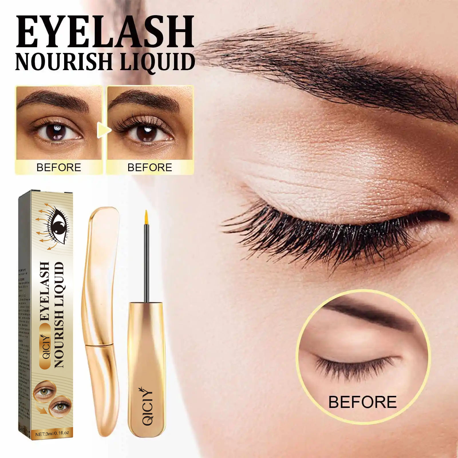 Cross-border exclusive supply of QICIY mascara, gentle and non-irritating, eyelash nourishing liquid, eye care mascara wholesale details Picture