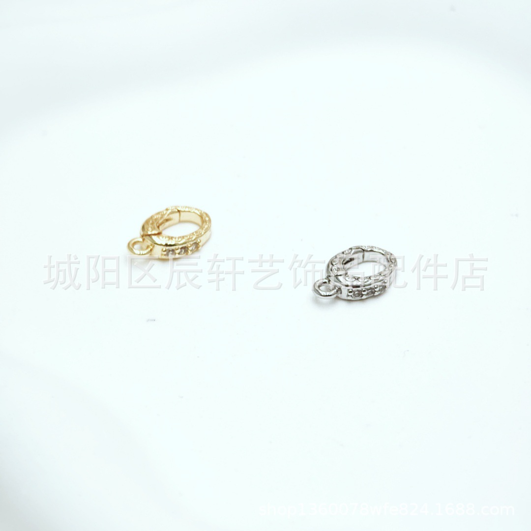 Brass gem-inlaid spring lobster clasp DIY jewelry necklace bracelet button round end clasp Application Scenario