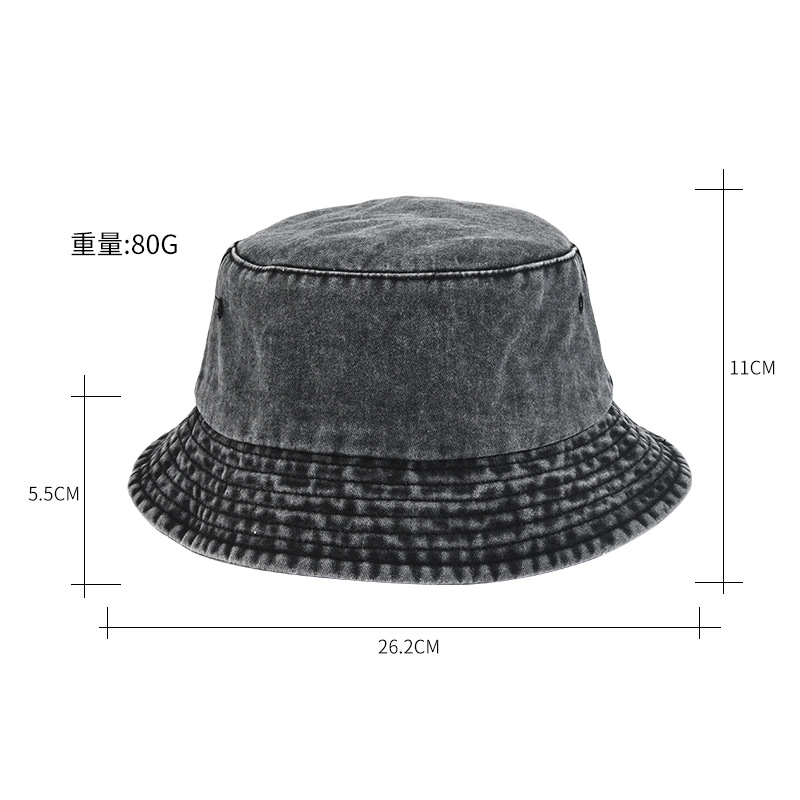 Fisherman's hat, men's autumn washed denim hat, basin hat, cotton for autumn and winter, European and American outdoor aged hiking sun hat Specification image