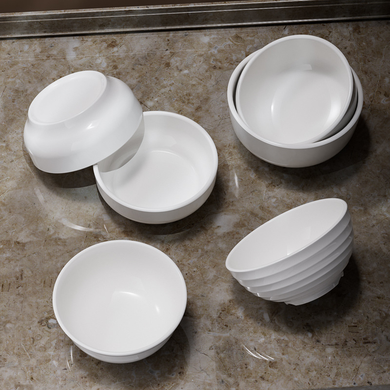 Wholesale of commercial melamine restaurant fast food bowls, hot pot sauce bowls, rice bowls, soup bowls, small bowls and white plastic bowls