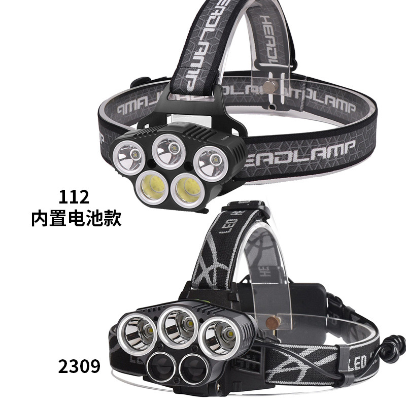 Cross-border XPE+COB headlamp Type-c charging headlamp Portable 5LED sensor headlamp red light sensor headlamp