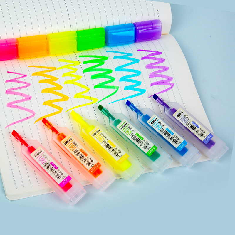 Small wholesale of Tianfeng highlighters, flat six-color tip highlighters 2312 planner pens