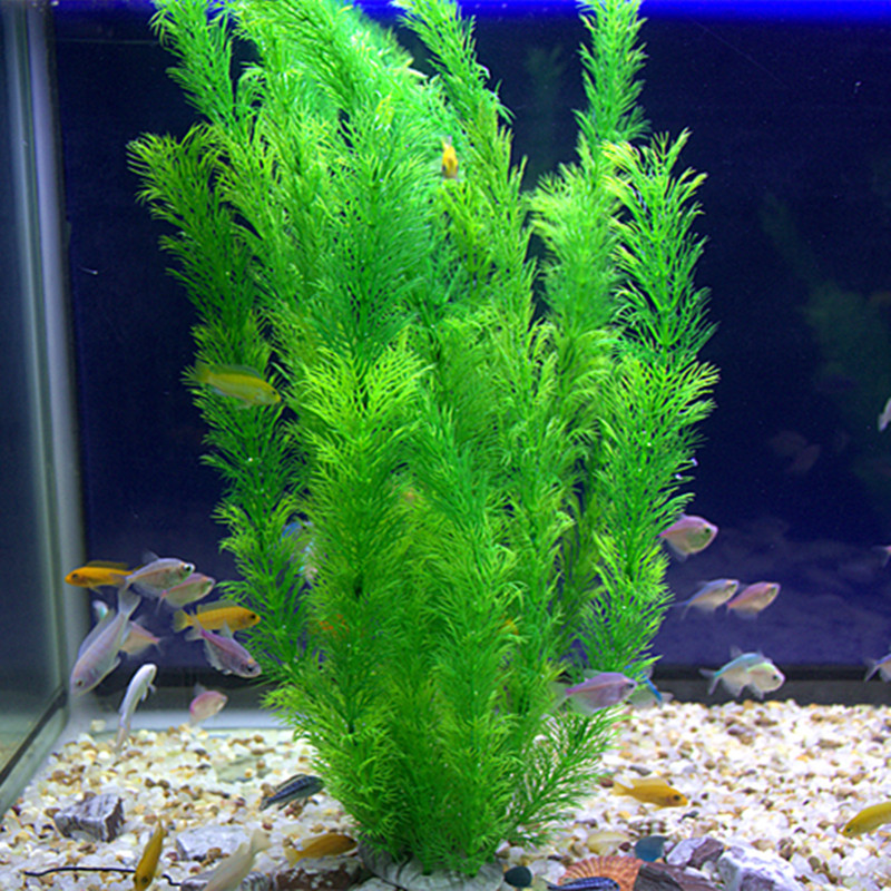 Fish tank decoration, simulation aquatic plants, aquarium landscaping, soft aquatic plants, plastic aquatic plants, green details Picture