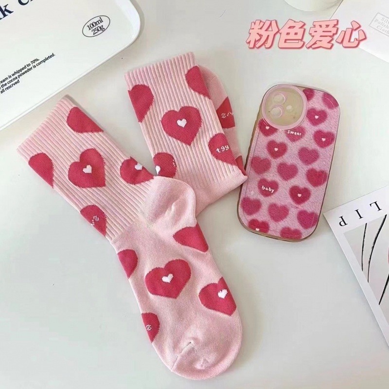 Amor calcetines rosa calcetines mujer ins maré versátil primavera otoño día lindos personalidad outwear deportivo medias verano Specification image
