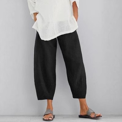 In 2026, the new best-selling solid color pluse-size women's simple, loose and casual nine-inch pants from Amazon Sun Express tong Specification drawing