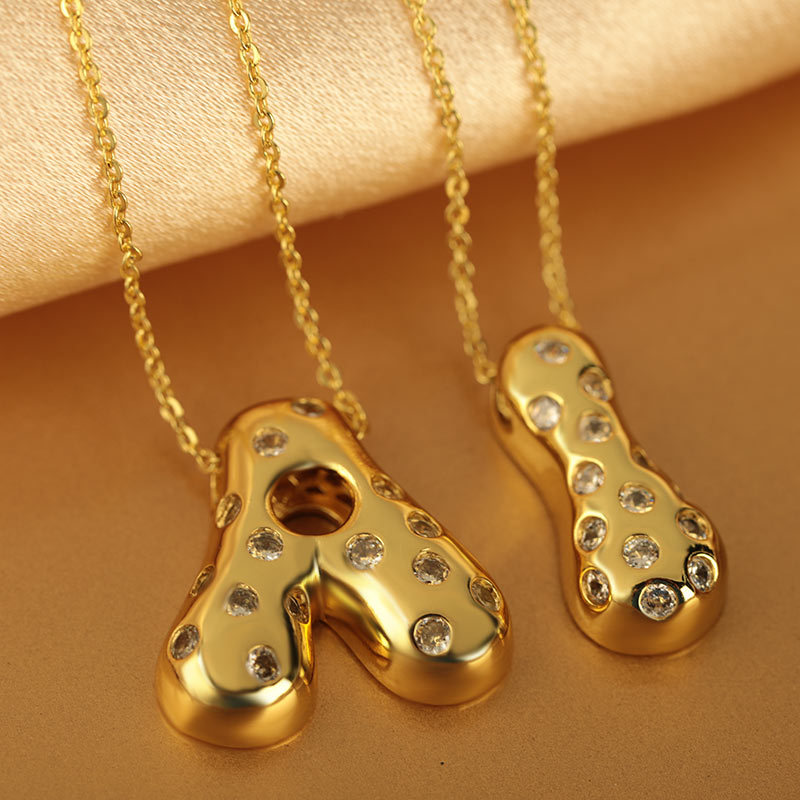 Wholesale of a new cross-border copper-inset zircon 26-piece digital pendant box chain, a personalized and versatile double-sided digital necklace details Picture