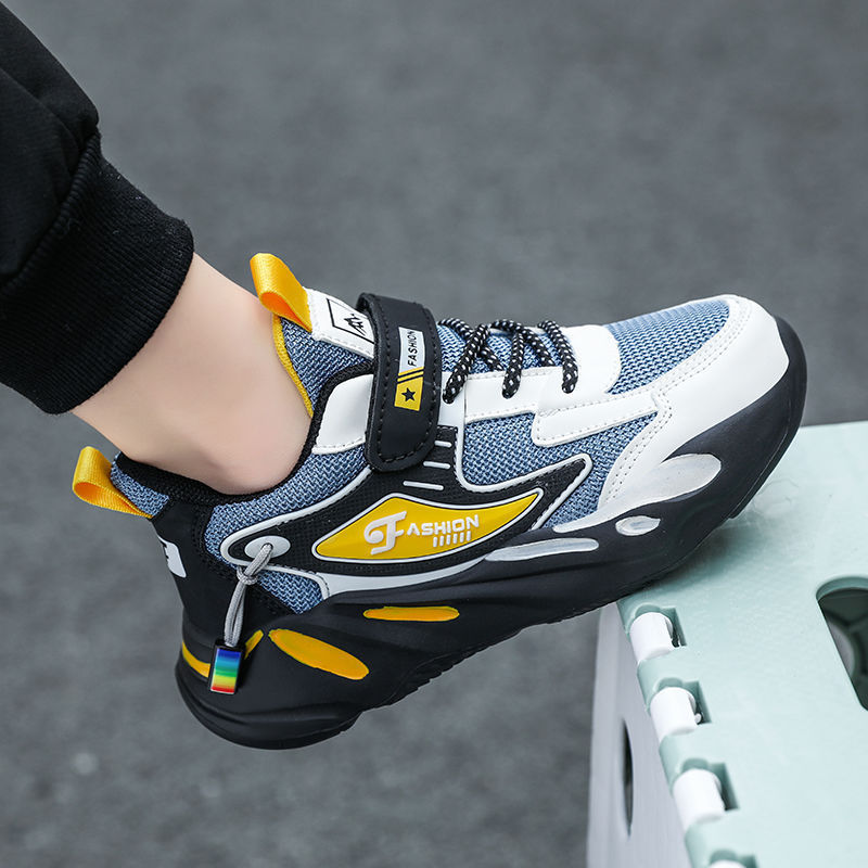 Wear-resistant and anti-slip sports leather, medium and large leather surface, Spring and Autumn Boys' Network casual walking shoes, running school sports shoes, children's shoes details Picture