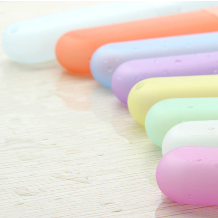 Travel portable toothbrush box, seven-color candy-colored transparent toothbrush bucket, wheat straw toothbrush cup in stock for wholesale details Picture