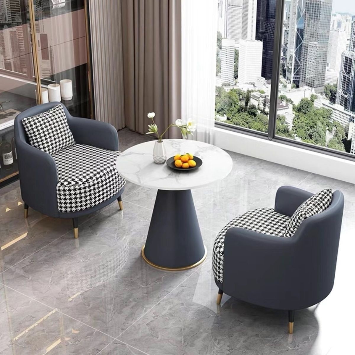 Star Factory wholesale negotiation table, simple office sofa, coffee table set, store reception and leisure table and chair three-piece set, sales office small sofa Specification image