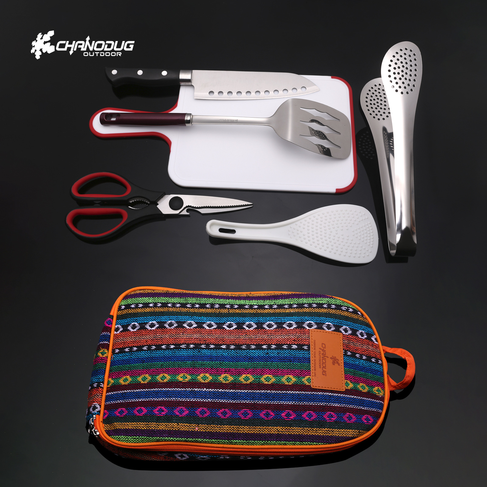 Outdoor cookware set, camping portable kitchen 7-piece set, self-driving tour, picnic, barbecue, stainless steel kitchenware details Picture
