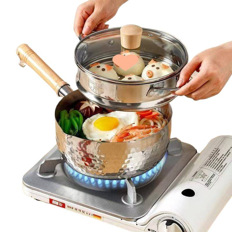 Extra-thick 316 food-grade snow flat pot, stainless steel milk pot, non-stick pot, baby food pot, small pot for cooking instant noodles, household Item Picture