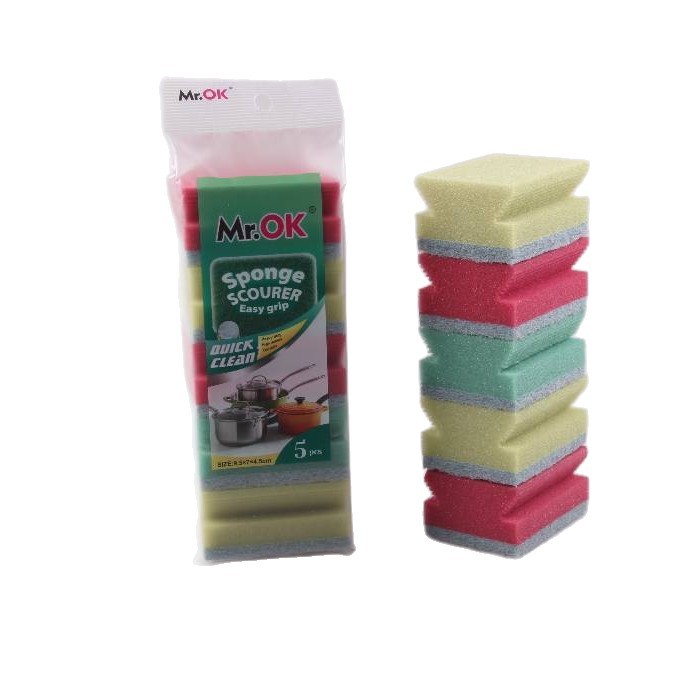 Mr.OK factory direct supply sponge scouring pads, double-sided cleaning sponges, kitchen cleaning sponges, dishwashing sponges, pot scrubbing sponges Item Picture