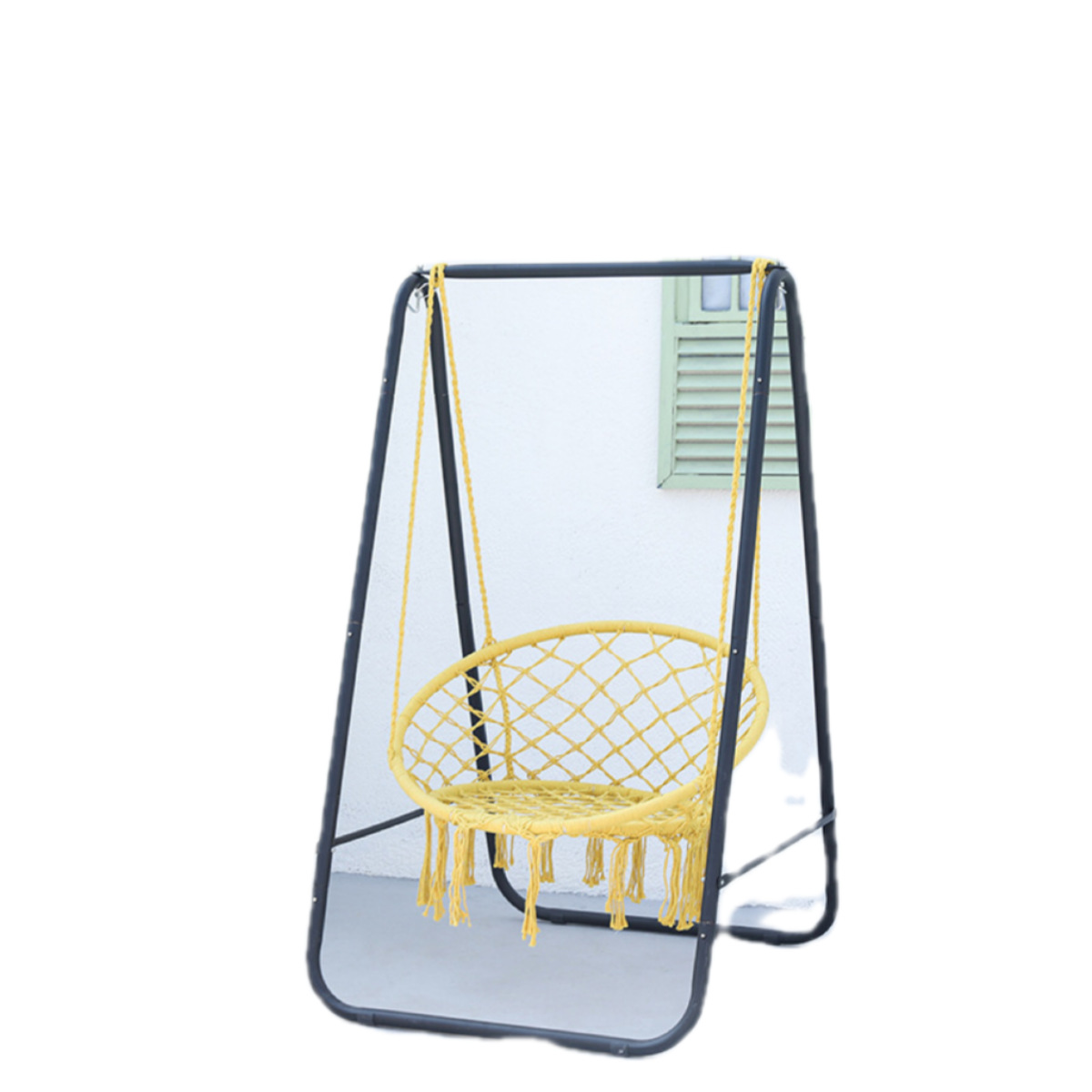 ins influencer tassel swing chair, home indoor cotton rope hanging basket, rattan chair, balcony European-style lazy cradle chair Item Picture