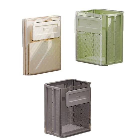 Household folding wall-mounted kitchen trash can, plastic seamless tape for kitchen waste, cabinet gap storage, bathroom garbage Item Picture